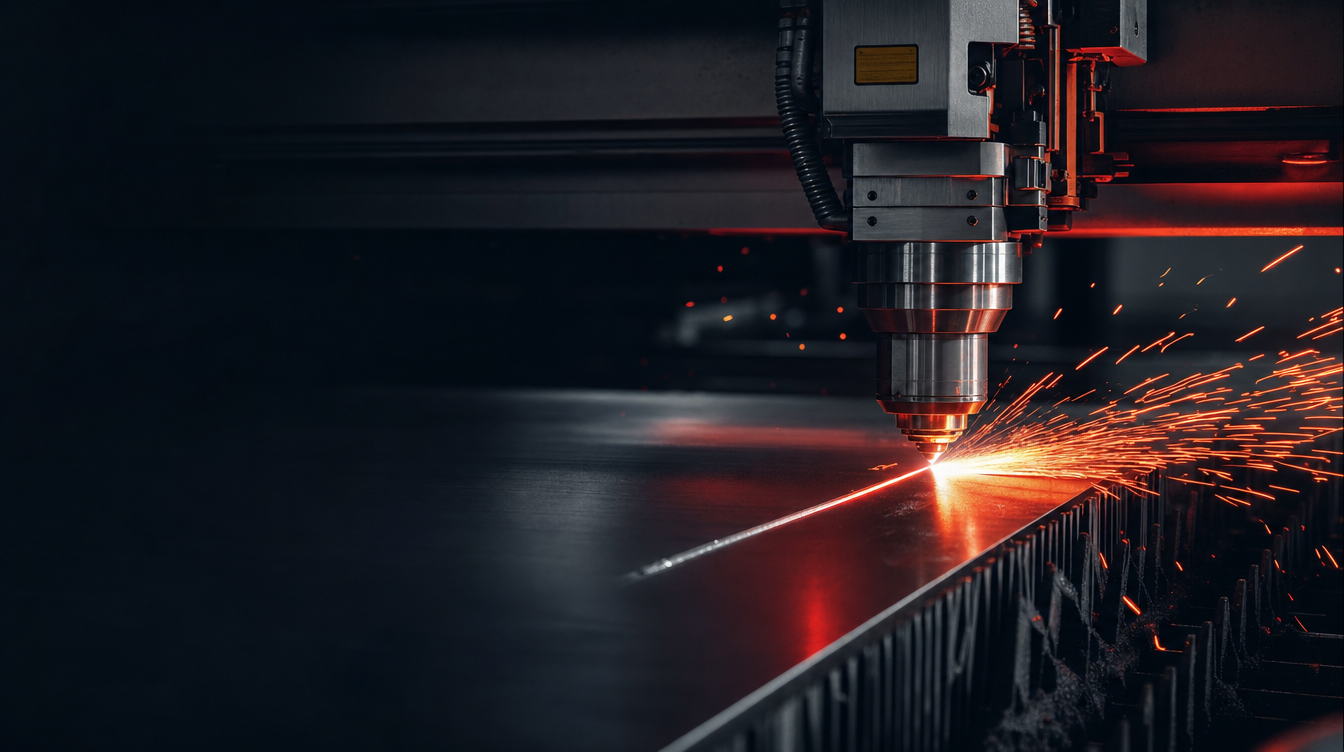 Fiber laser seče čelik uz snop varnica